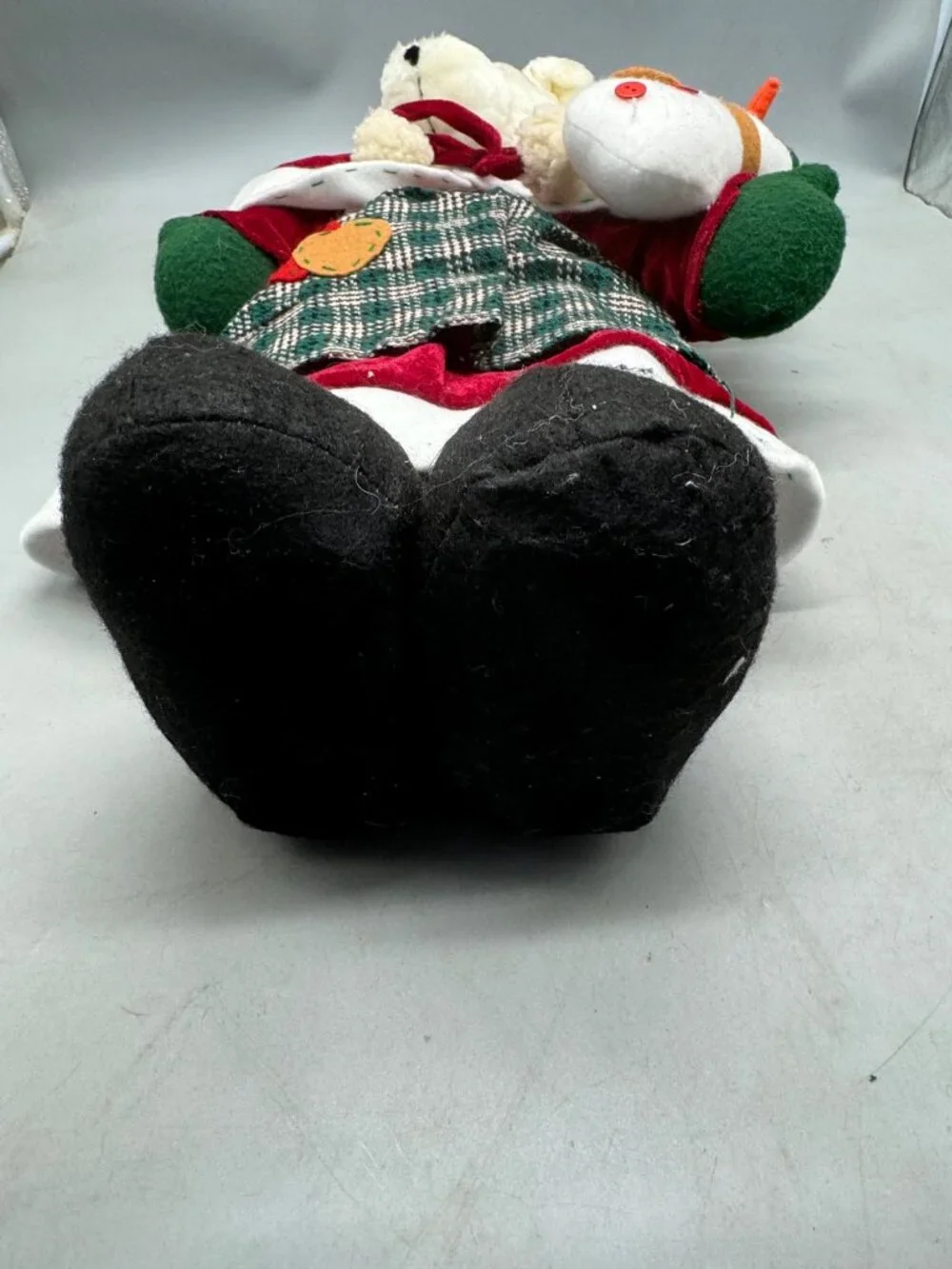 Vintage Great Gifts Christmas Teddy Bear In Red Velvet Outfit standing READ